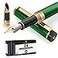 Dryden Designs Fountain Pen Medium and Fine Nibs Includes 24 Ink Cartridges and Ink Refill Converter Calligraphy Pen Consistent Writing Smooth Flow Emerald Green