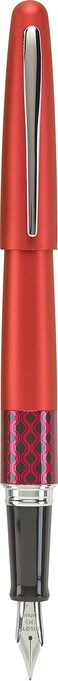 PILOT MR Retro Pop Collection Fountain Pen in Gift Box Red Barrel with Wave Accent Medium Point Stainless Steel Nib Refillable Black Ink 91442