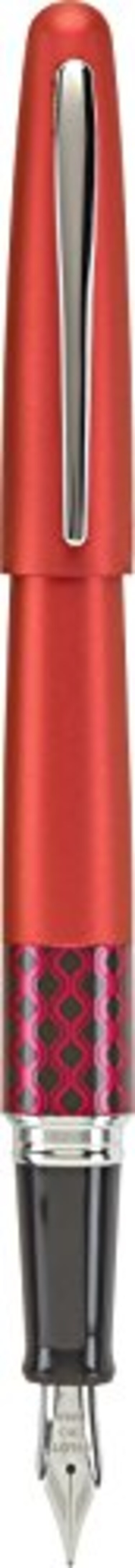 PILOT MR Retro Pop Collection Fountain Pen in Gift Box Red Barrel with Wave Accent Medium Point Stainless Steel Nib Refillable Black Ink 91442