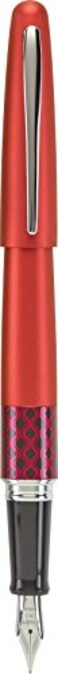 PILOT MR Retro Pop Collection Fountain Pen in Gift Box Red Barrel with Wave Accent Medium Point Stainless Steel Nib Refillable Black Ink 91442