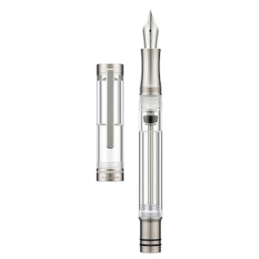 Asvine V200 Titanium Fountain Pen Vacuum Filling Iridium Extra Fine Nib Clear Transparent Acrylic Smooth Writing Pen Case Set