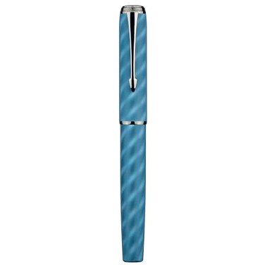 Asvine Hongdian A9 Fountain Pen Large 8 Fine Nib Ebonite Feed Blue Moire Pattern Unique Design with Converter and Metal Case Set