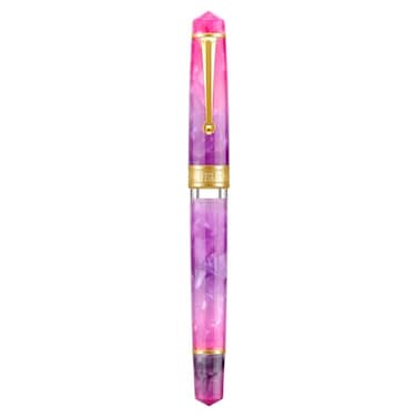 Asvine P20 Gradual Purple Piston Fountain Pen Iridium Fine Nib Gold Trim Resin Pen Smooth Writer Collection with Case Set
