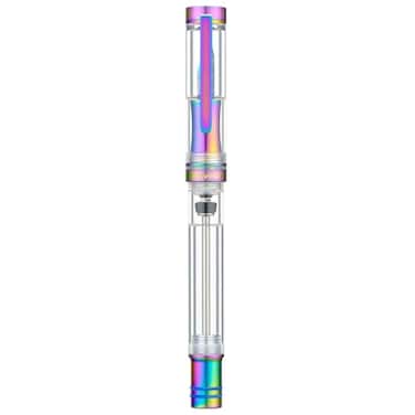 Asvine V200 Titanium Fountain Pen Vacuum Filling Rainbow Iridium Fine Point Transparent Acrylic Smooth Writing Pen Case Set