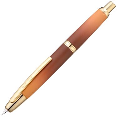 Wikult Jinhao 10 Press Fountain Pen with Box Caramel Orange Gradient Retractable Fine Nib with Ink Converte Set Golden Clip