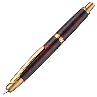 Wikult Jinhao 10 Press Fountain Pen with Box Marble Red Retractable Fine Nib with Ink Converter Set Golden Clip