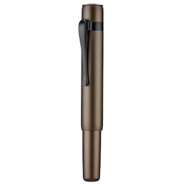 HONG DIAN M2 Black Forest Mini Fountain Pen Bent Nib Sleek Shape Aluminium Short Pocket Travel Pen Caramel Brown