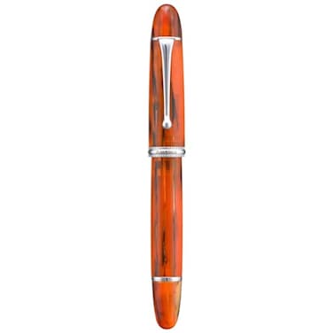 Asvine V800 Fountain Pen Vacuum Filling System with Large Ink Capacity Smooth Number 8 Medium Nib with Gift Case and Wrench Amber Acrylic