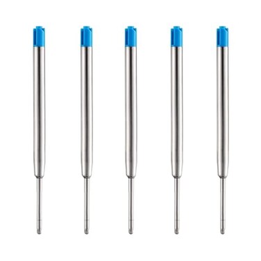 DunBong Blue Ink Refill Pack of 5 Replaceable Ballpoint Pen Refills Medium Point Metal Refill Blue