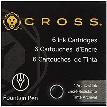 Cross Fountain Pen Ink Cartridge Black 6Pack Writing Instrument Refill for Consistent Ink Flow Quick Replacement FastDrying FadeResistant Seamless Chemical Compatibility