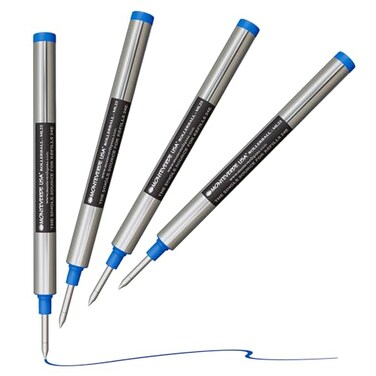 Monteverde Rollerball Refills to Fit Montblanc Rollerball LeGrand Medium Point Blue Ink 4Pack Tube Vibrant Smooth Writing
