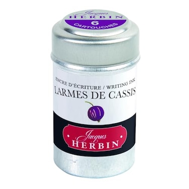 Jacques Herbin Herbin Fountain Pen Ink 1 tin of 6 cartridges Larmes de Cassis