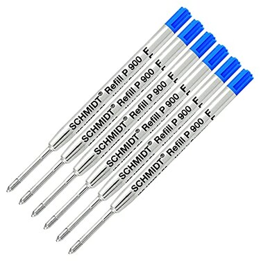 Schmidt 6 Pack BlueP900Fine Tip Parker Style Ballpoint Refill