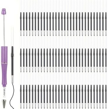 MexSpFit 100pcs Beadable Pens Refills for Plastic Bead Ballpoint PenBeadable Pens Bulk RefillsBead Pens Refills Black