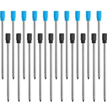 TecUnite 20 Pcs 275 Inch Ballpoint Pen Refills for Diamond Crystal Stylus Pens 10mm Medium Point Black and Blue Refill Smooth WritingBlack and Blue Refill