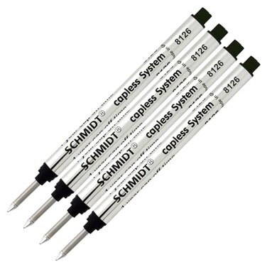SCHMIDT 4 Pack Schmidt 8126 Long Version Capless Rollerball Refill Long Version at 431 Black Ink