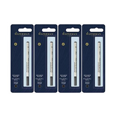 WatermanR Refill Rollerball Fine Point 05 mm Black 4Pack