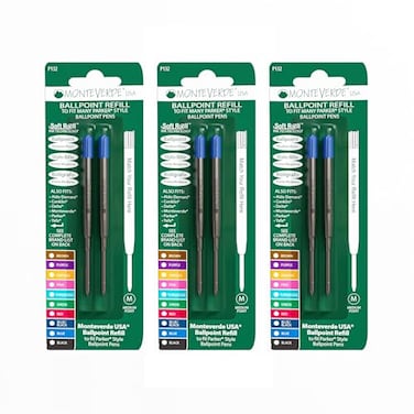 Monteverde Soft Roll Ballpoint Pen Refills to Fit ParkerStyle Pens Medium Point Blue 6Pack Smooth Writing Technology for Parker Conklin Schmidt and More
