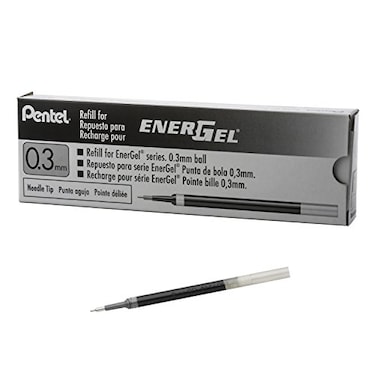 Pentel Refill Ink for EnerGel Liquid Gel Pen 03mm Extra Fine Line Needle Tip Black Ink Box of 12 LRN3A