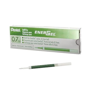 Pentel Refill Ink for EnerGel RTX Retractable Gel Pen 12 Pack 07mm Medium Point Lime Green LR7K