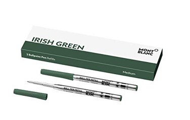 Montblanc Ballpoint Pen Refills M Fortune Green 124485 Refill Cartridges with a Medium Tip for Montblanc Ball Pens 2 x Green Ballpoint Refills