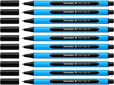 Schneider Slider Edge M Medium Ballpoint Pen 10 mm Light Blue Barrel Black Ink Box of 10 Pens 152101