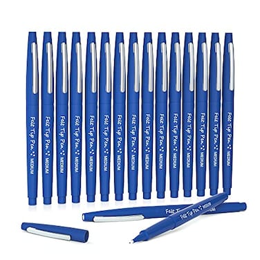 Lelix Felt Tip Pens 15 Blue Pack 07mm Medium Point Felt Tip Markers Pens for Journaling Writing Note Taking Planner Perfect for School Office and Art Supplies