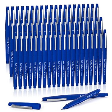 Lelix Felt Tip Pens 60 Blue Pens 07mm Medium Point Felt Tip Markers Pens for Journaling Writing Note Taking Planner Perfect for Art Office and School Supplies