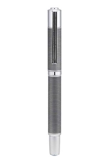 Yookers Metis Refillable Fibre Pen in Satin Chrome Black Grid 10mm Tip