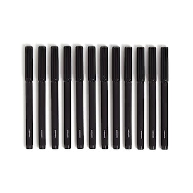 U Brands Midnight Catalina Felt Tip Pens Set of 12 Soft Touch With Black Metal Details Medium 07 mm Point Black Ink