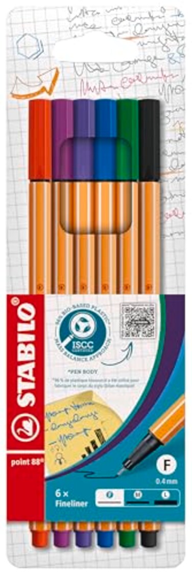 STABILO point 88 Fineliner Pack of 6 Assorted colors