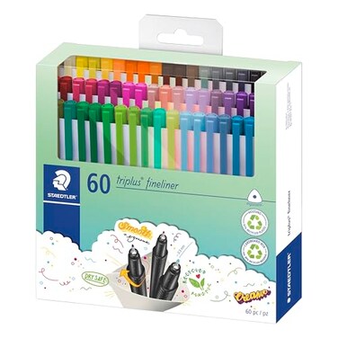 STAEDTLER 334 C60 Triplus Fineliner Superfine Pen 03mm Line Width Assorted Colours Pack of 60