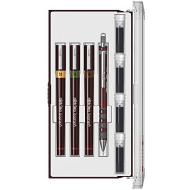 rOtring Isograph Junior Set 3X Technical Pens 020mm 030mm 050mm Accessories