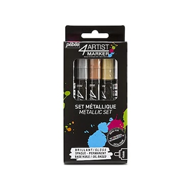 Pebeo 4Artist Marker Oil Paint Markers Metallic Set of 5 x 4 mm