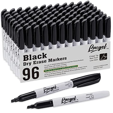 LAZGOL Dry Erase Markers Bulk 96 Pack Black Dry Erase Markers Chisel Tip Low Odor Whiteboard Markers for School Office Supplies Perfect for Writing on White Board MirrorCalender