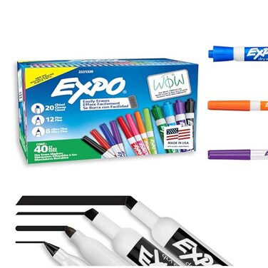 EXPO Dry Erase Markers Ultimate Pack Chisel Fine Ultra Fine Mixed Tips 40 Count Whiteboard Essential Supplies for Office School Classroom Teachers