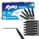 EXPO Wet Erase Markers SemiPermanent Black Fine Tip 12 Count For Writing on Glass Whiteboards Mirrors Calendar Labeling Organizing