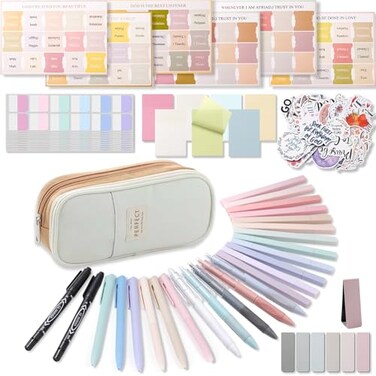 XKDOUS 58 Pcs Bible Study Supplies Journaling Kit for Women Bible Study Kit Includes Highlighters Pens Tabs Stickers More for Journaling Great for NoteTaking Enhancing Scripture Study