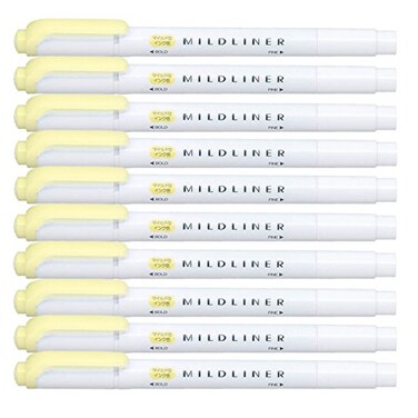 Mildliner ZEBRA MILDLINER Highlighter pen markers Mild Yellow WKT7MY x10