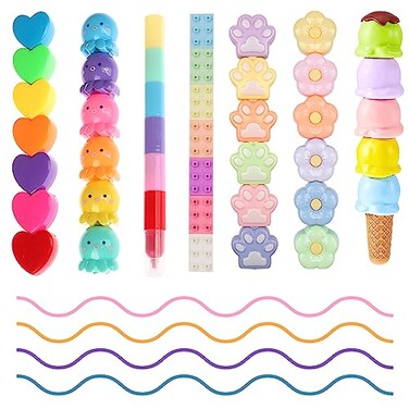 CNYMANY 7 packs 38 pcs Mini Highlighter Pens Pastel Colourful Highlighters Cute Stackable Kawaii Marker Pens for Writing Drawing Office School Supplies Stationery
