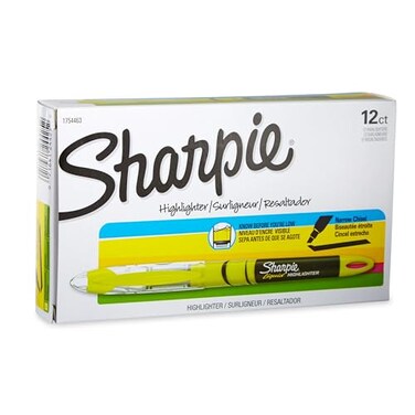 Sharpie Liquid Highlighters Chisel Tip Fluorescent Yellow 12 Count