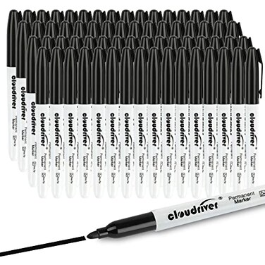 cloudriver Permanent Markers 148 Pack Black Permanent Markers Set Fine Point Bulk Permant Markers Work on Wood Plastic Metal Stone Glass