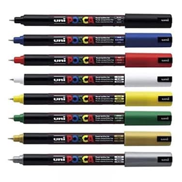 Uni-Ball UniBall Uniball POSCA PC1MR Ultra Fine Marker Pens THE SET OF 8 BEST SELLERS