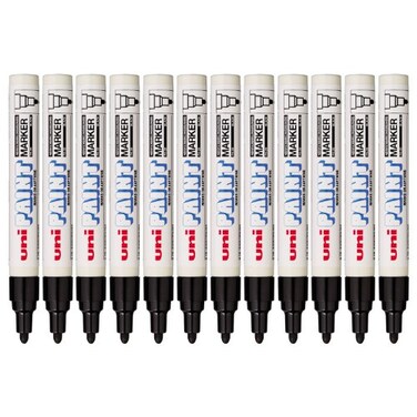 Uni-Ball Uniball PX20N Paint Marker Oil Paint Marker Medium Bullet Tip Pigmentation Ink Black Pack of 12