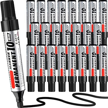 Thenshop 24 Pack Jumbo Permanent Markers Bulk Large Chisel Tip Permanent Markers Quick Drying Waterproof Pallet Pens for Office Logistics Company and MoreBlack