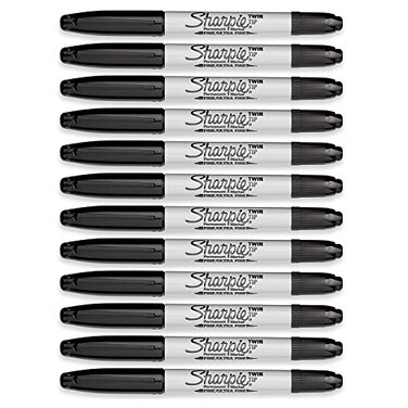Sharpie TwinTip Permanent Markers Ultra Fine and Fine Point 12Count Black