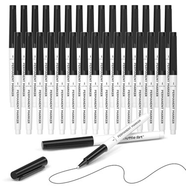 Shuttle Art Permanent Marker 30 Pack Ultra Fine Point Black Permanent Marker set Works on PlasticWoodStoneMetal and Glass for Doodling Marking