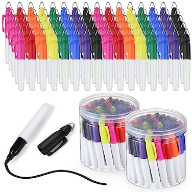 Ctosree 80 Pcs Mini Permanent Markers for Nurses Badge Mini Markers with Golf Keychain Clips Golf Ball Point for Office Classroom Supplies