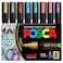 posca Markers Set 8 Medium Paint Markers 5M Metallic Tones Gold Silver Bronze Blue Green Red Pink Violet