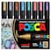 posca Markers Set 8 Medium Paint Markers 5M Metallic Tones Gold Silver Bronze Blue Green Red Pink Violet